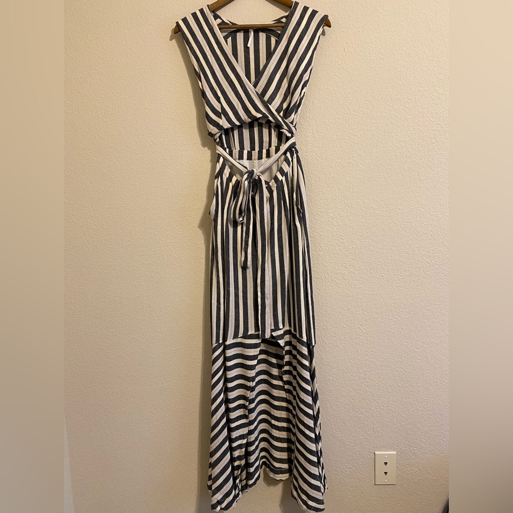 Free People La Babe Stripe Midi Dress Wrap Front Size 4